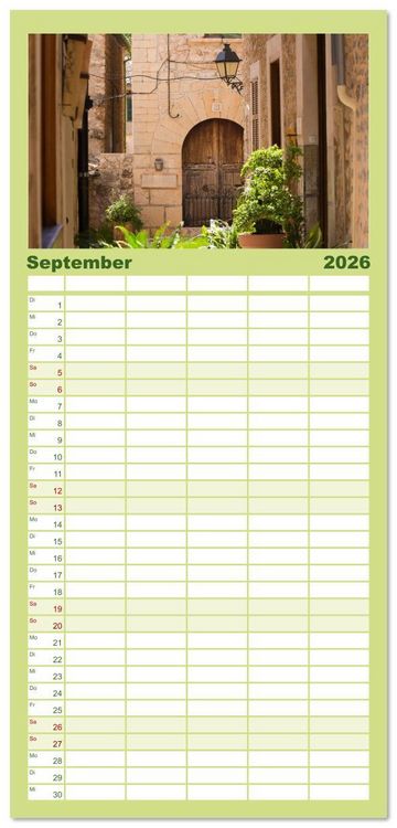 Produktbild: Familienplaner 2026 - Balearen - Mallorca, Menorca, Ibiza und Formentera mit 5 Spalten (Wandkalender, 21 x 45 cm) CALVENDO