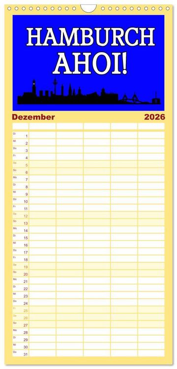 Produktbild: Familienplaner 2026 - Hamburger Schnack mit 5 Spalten (Wandkalender, 21 x 45 cm) CALVENDO