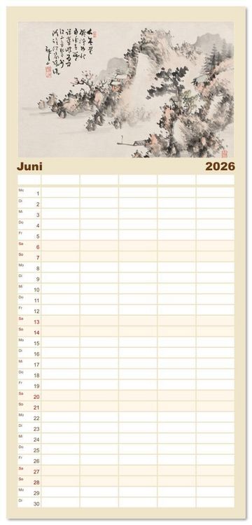 Produktbild: Familienplaner 2026 - Yoshitsugu Haizan mit 5 Spalten (Wandkalender, 21 x 45 cm) CALVENDO