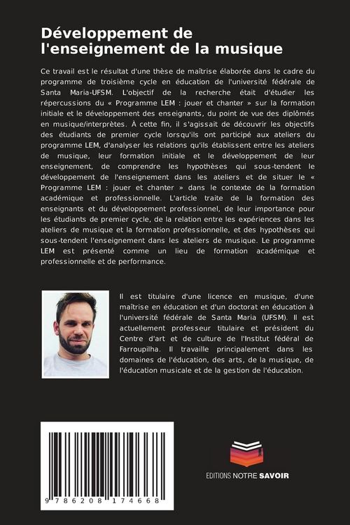 Produktbild: D&eacute;veloppement de l'enseignement de la musique