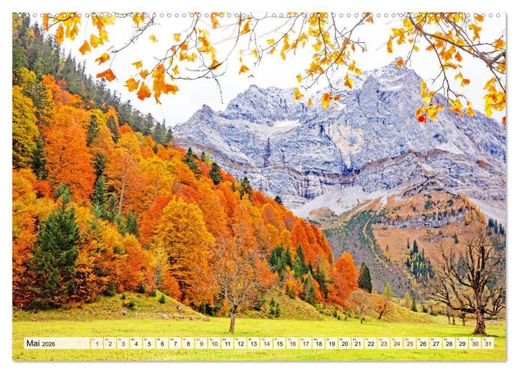 Produktbild: Herbstflammen im Karwendel- und Wettersteingebirge (hochwertiger Premium Wandkalender 2026 DIN A2 quer), Kunstdruck in Hochglanz