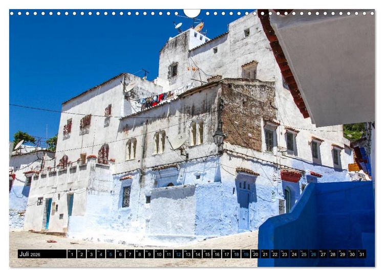 Produktbild: Chefchaouen - Sinfonie in Blau und Wei&szlig; (Wandkalender 2026 DIN A3 quer), CALVENDO Monatskalender