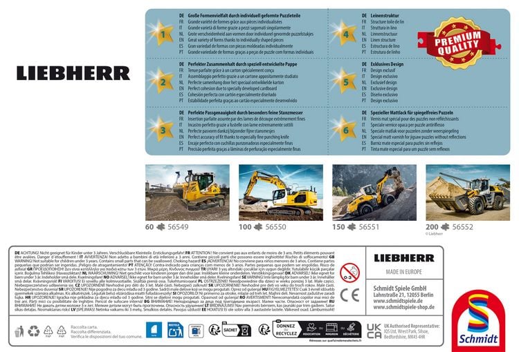 Produktbild: Schmidt 56552 - LIEBHERR Radlader L580, Puzzle mit Poster, 200 Teile aus NATPAX&reg; Graspappe