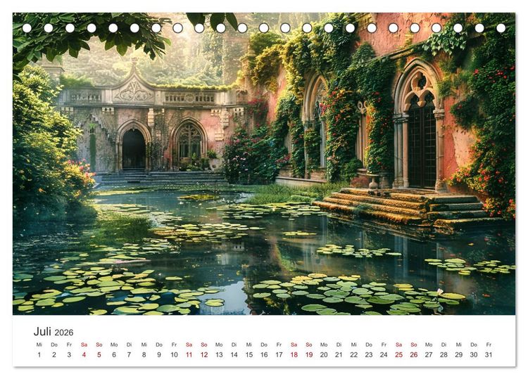Produktbild: Verwunschene G&auml;rten - Eine Zeitreise (Tischkalender 2026 DIN A5 quer), CALVENDO Monatskalender