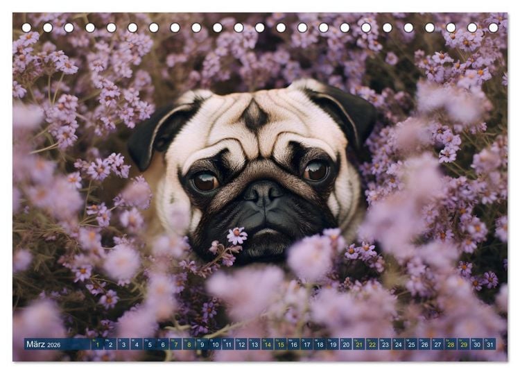 Produktbild: Lustige Mops-Hunde: Die charmanten Meister von Chaos und Unfug (Tischkalender 2026 DIN A5 quer), CALVENDO Monatskalender