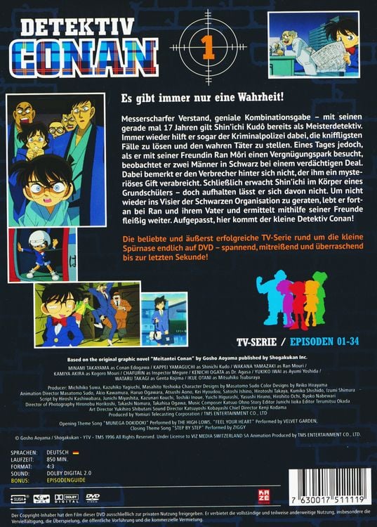 Produktbild: Detektiv Conan - TV-Serie - DVD Box 1 (Episoden 1-34) [6 DVDs]