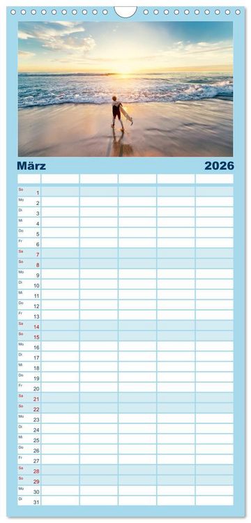 Produktbild: Familienplaner 2026 - Surfen - so cool mit 5 Spalten (Wandkalender, 21 x 45 cm) CALVENDO