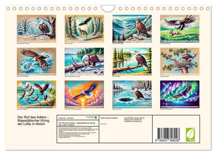 Produktbild: Der Ruf des Adlers - Majest&auml;tischer K&ouml;nig der L&uuml;fte in Aktion (Wandkalender 2026 DIN A4 quer), CALVENDO Monatskalender