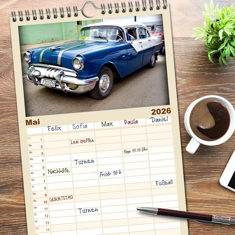 Produktbild: Familienplaner 2026 - PONTIAC '55 mit 5 Spalten (Wandkalender, 21 x 45 cm) CALVENDO