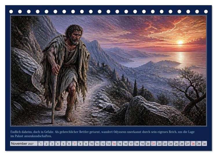 Produktbild: Gegen Sturm und G&ouml;tter: Die Heimkehr des Odysseus (Tischkalender 2027 DIN A5 quer), CALVENDO Monatskalender