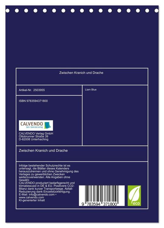Produktbild: Zwischen Kranich und Drache (Tischkalender 2027 DIN A5 hoch), CALVENDO Monatskalender