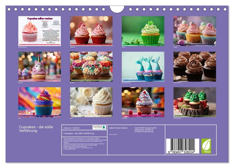 Produktbild: Cupcakes - die s&uuml;&szlig;e Verf&uuml;hrung (Wandkalender 2026 DIN A4 quer), CALVENDO Monatskalender