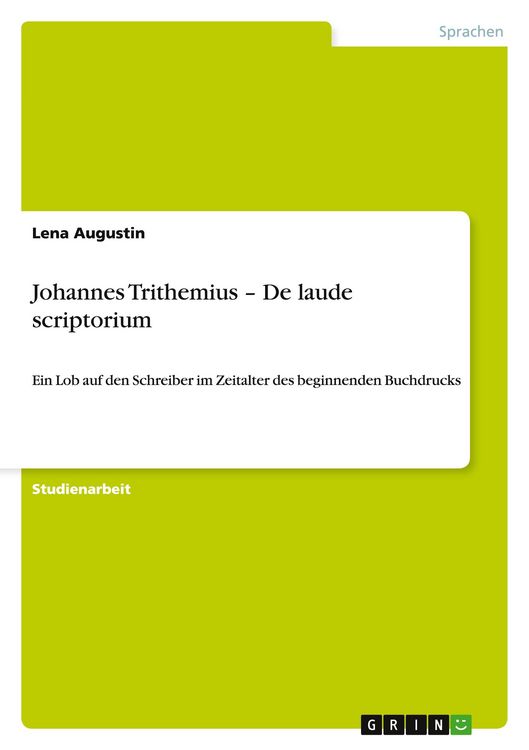 Produktbild: Johannes Trithemius - De laude scriptorium