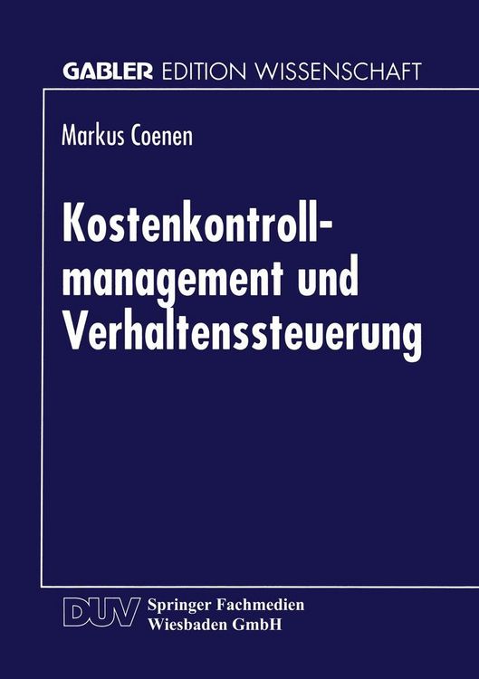 Produktbild: Kostenkontrollmanagement und Verhaltenssteuerung
