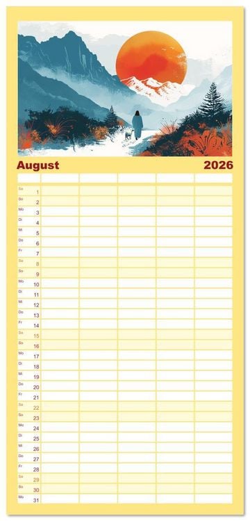 Produktbild: Familienplaner 2026 - F&uuml;hle dich inspiriert und begleitet mit 5 Spalten (Wandkalender, 21 x 45 cm) CALVENDO