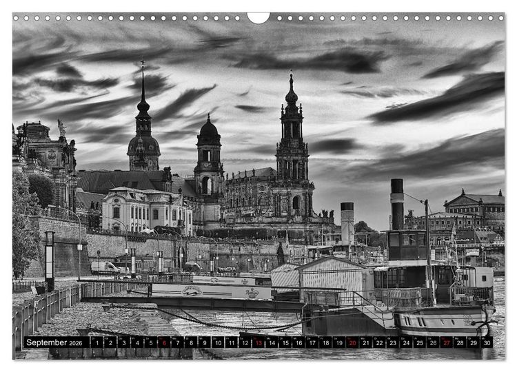 Produktbild: Dresden Faszination Schwarz Weiss (Wandkalender 2026 DIN A3 quer), CALVENDO Monatskalender