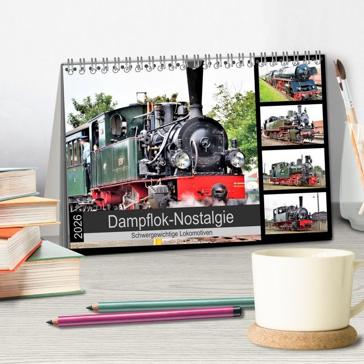 Produktbild: Dampflok-Nostalgie - 2026 schwergewichtige Lokomotiven (Tischkalender 2026 DIN A5 quer), CALVENDO Monatskalender