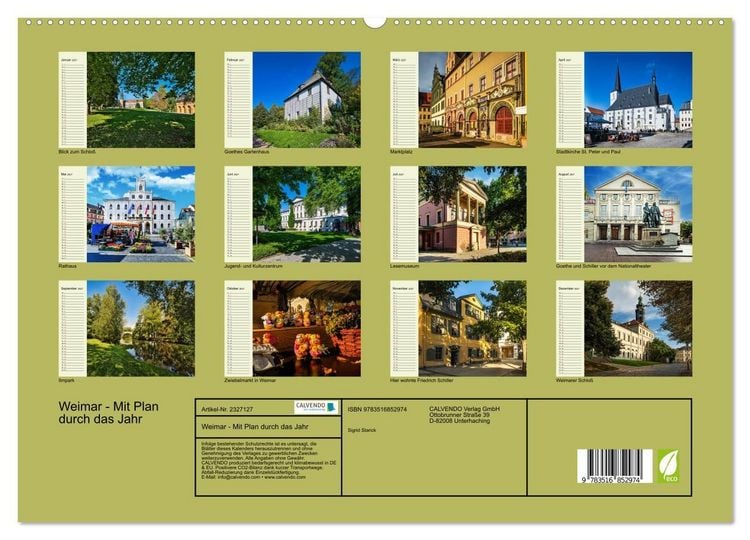 Produktbild: Weimar - Mit Plan durch das Jahr (hochwertiger Premium Wandkalender 2027 DIN A2 quer), Kunstdruck in Hochglanz