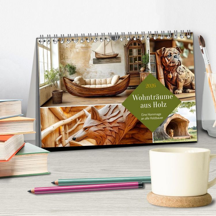 Produktbild: Wohntr&auml;ume aus Holz (Tischkalender 2026 DIN A5 quer), CALVENDO Monatskalender
