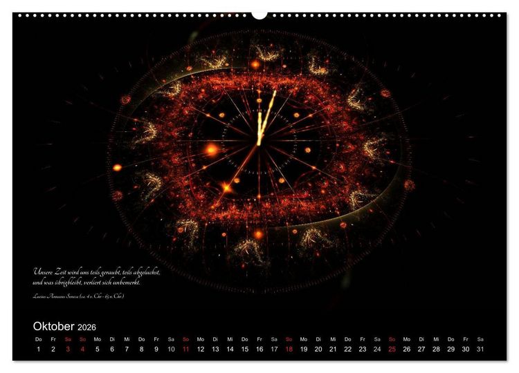 Produktbild: Zeit 2026 - Grafiken und Zitate (Wandkalender 2026 DIN A2 quer), CALVENDO Monatskalender