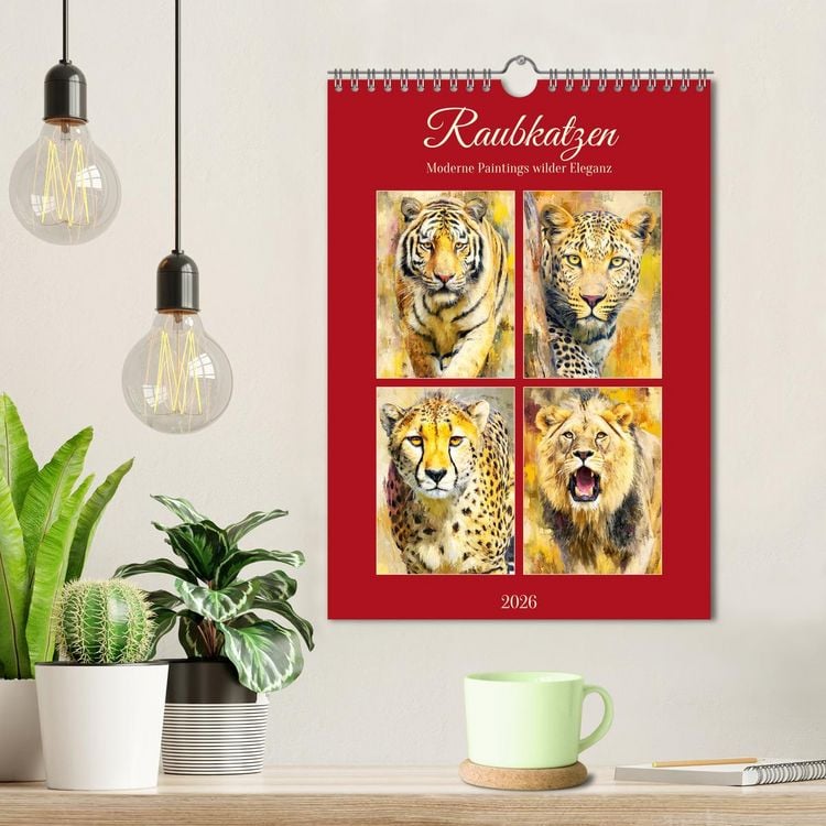 Produktbild: Raubkatzen. Moderne Paintings wilder Eleganz (Wandkalender 2026 DIN A4 hoch), CALVENDO Monatskalender
