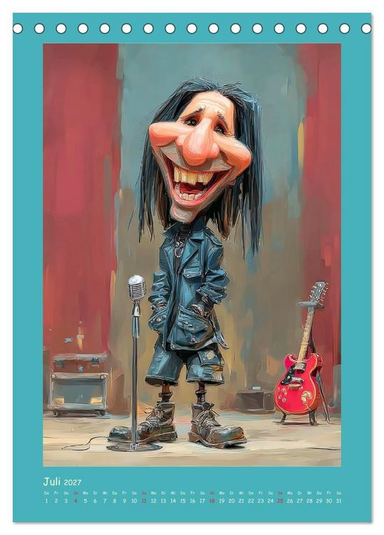 Produktbild: Rock-Rhythmus. Karikaturen zwischen Kunst und Kult (Tischkalender 2027 DIN A5 hoch), CALVENDO Monatskalender
