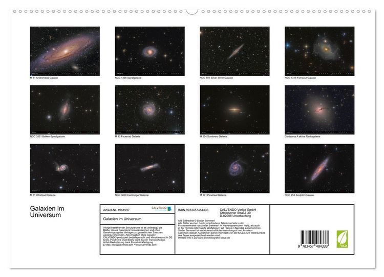 Produktbild: Galaxien im Universum (hochwertiger Premium Wandkalender 2026 DIN A2 quer), Kunstdruck in Hochglanz