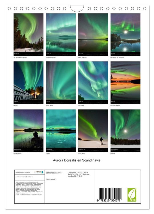 Produktbild: Aurora Borealis en Scandinavie (Calendrier mural 2026 DIN A4 horizontal), CALVENDO calendrier mensuel