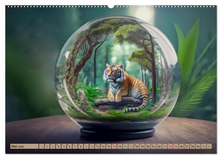 Produktbild: Miniaturwelt in der Glaskugel (hochwertiger Premium Wandkalender 2026 DIN A2 quer), Kunstdruck in Hochglanz