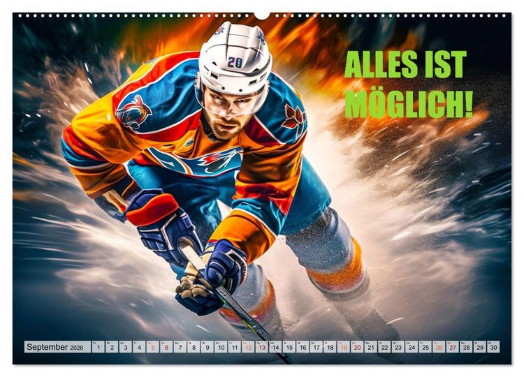 Produktbild: Eishockey und positive Gedanken (Wandkalender 2026 DIN A2 quer), CALVENDO Monatskalender