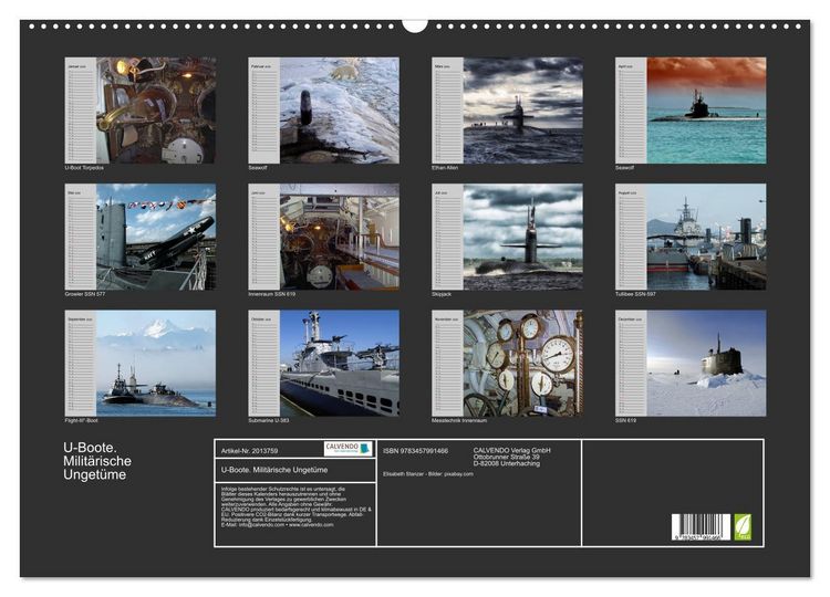 Produktbild: U-Boote. Milit&auml;rische Unget&uuml;me (Wandkalender 2026 DIN A2 quer), CALVENDO Monatskalender