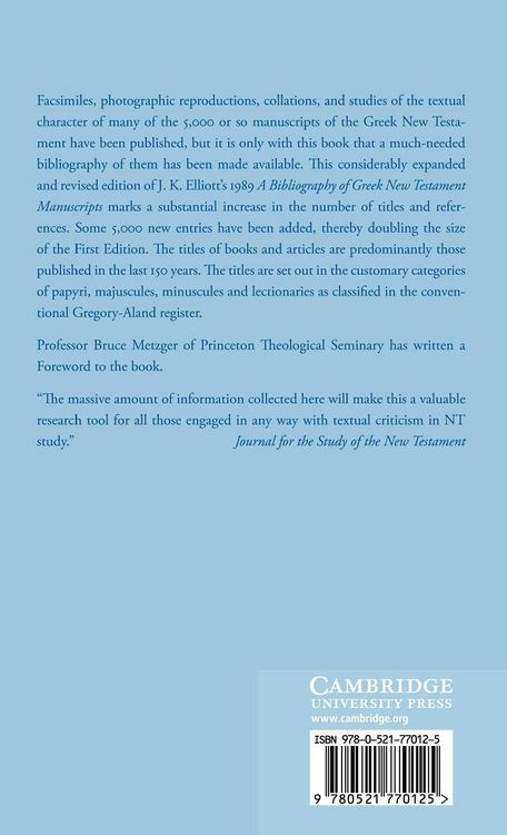 Produktbild: A Bibliography of Greek New Testament Manuscripts