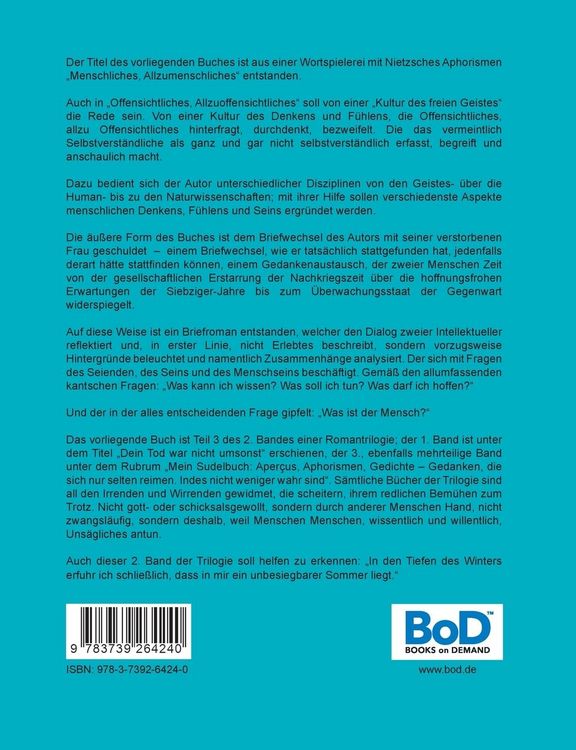 Produktbild: Offensichtliches, Allzuoffensichtliches. Zweier Menschen Zeit, Teil 3