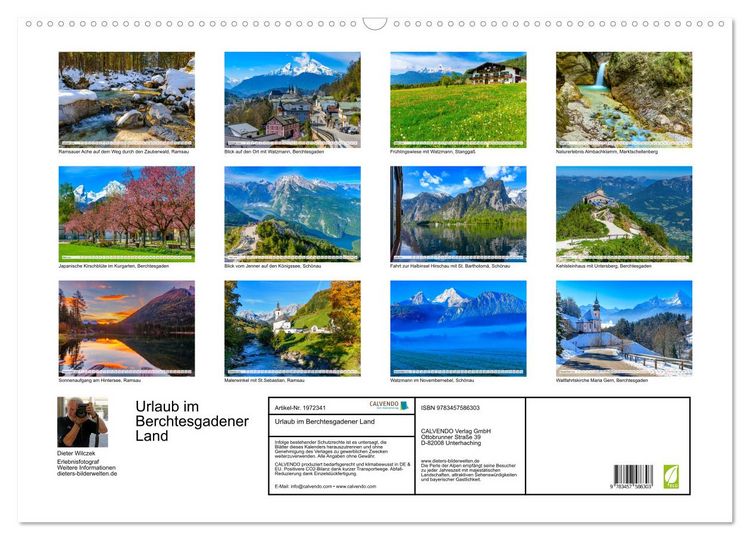 Produktbild: Urlaub im Berchtesgadener Land (Wandkalender 2026 DIN A2 quer), CALVENDO Monatskalender