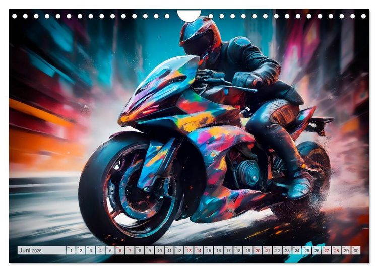 Produktbild: Coole KI-generierte MOTORR&Auml;DER (Wandkalender 2026 DIN A4 quer), CALVENDO Monatskalender