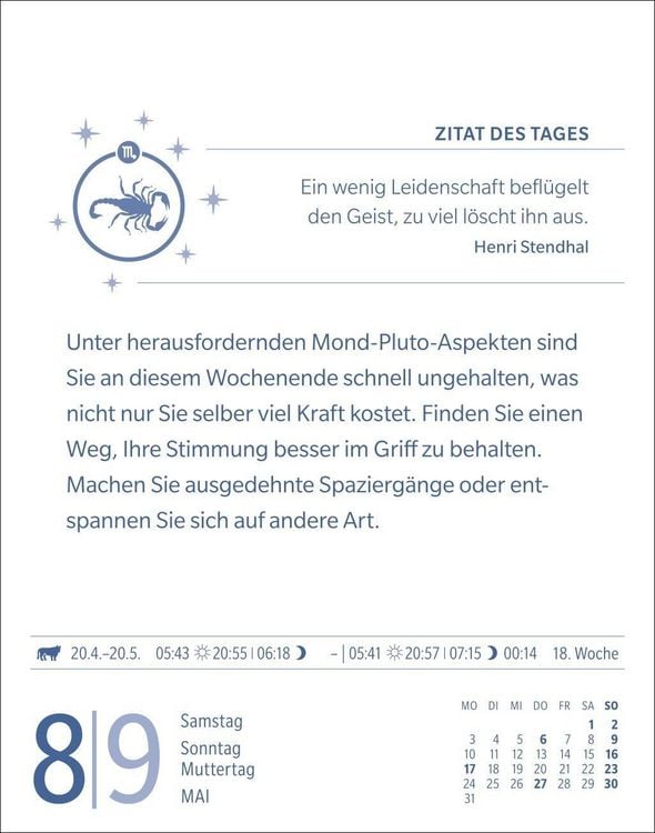 Produktbild: Skorpion Sternzeichenkalender 2027 - Tagesabrei&szlig;kalender - Ihr Horoskop f&uuml;r jeden Tag