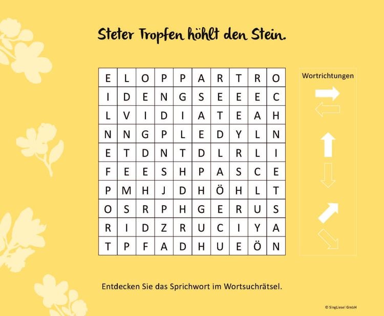 Produktbild: Wortsuchr&auml;tsel f&uuml;r Senioren mit vertrauten Sprichw&ouml;rtern. Spiele-Spa&szlig;, Besch&auml;ftigung und Ged&auml;chtnistraining f&uuml;r Senioren. Auch mit Demenz. Gro&szlig;druck.