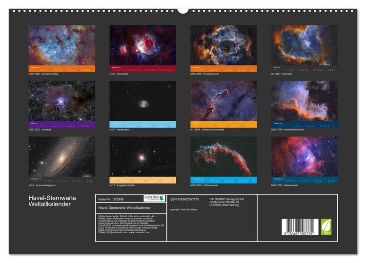 Produktbild: Havel-Sternwarte Weltallkalender (hochwertiger Premium Wandkalender 2026 DIN A2 quer), Kunstdruck in Hochglanz