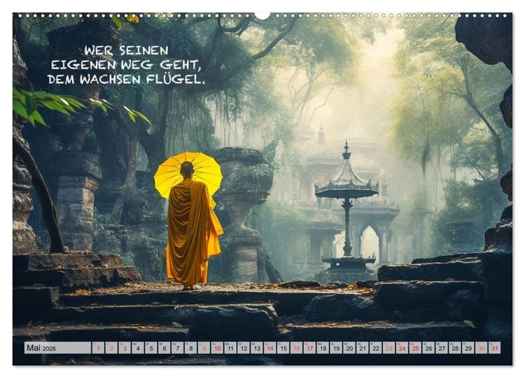 Produktbild: Buddhistische Spr&uuml;che (hochwertiger Premium Wandkalender 2026 DIN A2 quer), Kunstdruck in Hochglanz