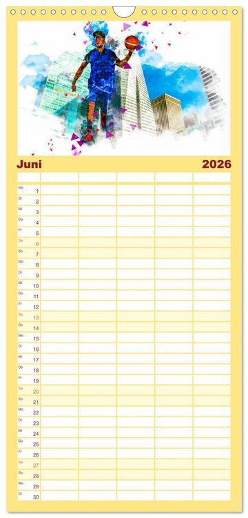 Produktbild: Familienplaner 2026 - Basketball Art mit 5 Spalten (Wandkalender, 21 x 45 cm) CALVENDO
