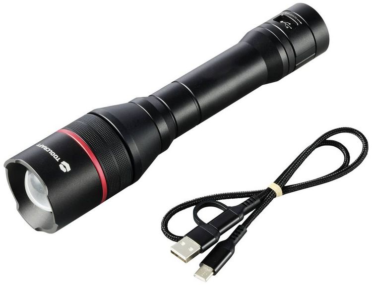 Produktbild: TOOLCRAFT TO-8702946 Handlampe verstellbar, mit USB-Schnittstelle, mit Stroboskopmodus akkubetrieben 3500 lm 7 h 397 g
