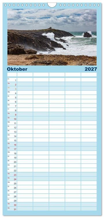 Produktbild: Familienplaner 2027 - Bretagne Traumhafte K&uuml;sten in Frankreichs Nordwesten mit 5 Spalten (Wandkalender, 21 x 45 cm) CALVENDO