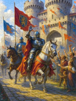 Produktbild: CALVENDO Puzzle R&uuml;ckkehr der Helden - Empfang der Ritter | 2000 Teile Lege-Gr&ouml;&szlig;e 90x67cm Foto-Puzzle f&uuml;r gl&uuml;ckliche Stunden