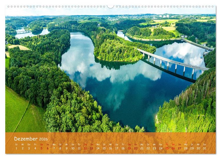 Produktbild: Talsperren der Wupper und ihrer Nebenfl&uuml;sse aus der Vogelperspektive (Wandkalender 2026 DIN A2 quer), CALVENDO Monatskalender