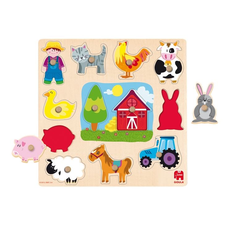 Produktbild: Goula Holzpuzzle Silhouetten Bauernhof, 12-teilig