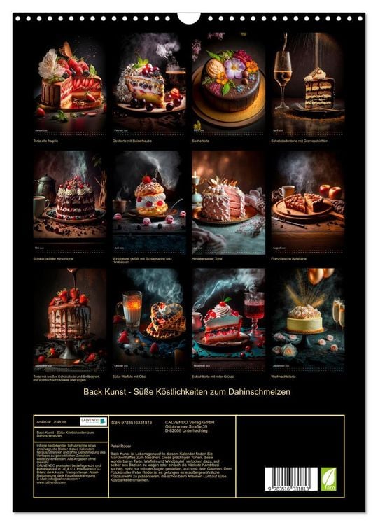 Produktbild: Back Kunst - S&uuml;&szlig;e K&ouml;stlichkeiten zum Dahinschmelzen (Wandkalender 2026 DIN A3 hoch), CALVENDO Monatskalender