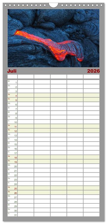 Produktbild: Familienplaner 2026 - Vulkane - Beeindruckende Feuerberge mit 5 Spalten (Wandkalender, 21 x 45 cm) CALVENDO
