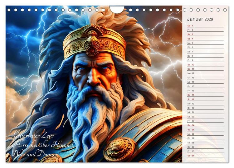 Produktbild: Die Unsterblichen - Griechische KI-G&ouml;ttinnen und KI-G&ouml;tter (Wandkalender 2026 DIN A4 quer), CALVENDO Monatskalender