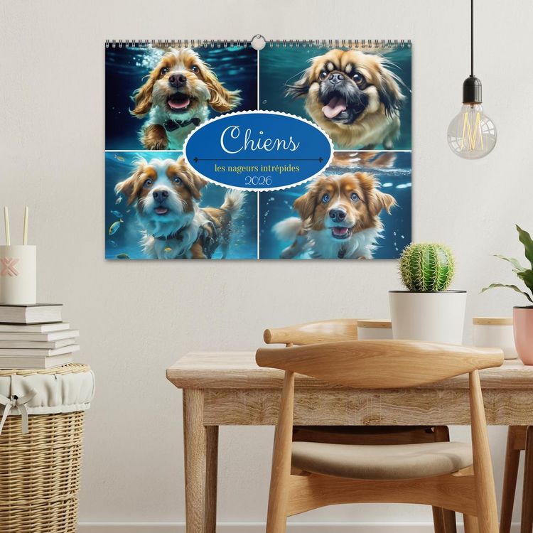 Produktbild: Chiens : les nageurs intr&eacute;pides (Calendrier mural 2026 DIN A3 vertical), CALVENDO calendrier mensuel
