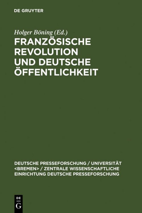 Produktbild: Franz&ouml;sische Revolution und deutsche &Ouml;ffentlichkeit